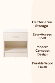 Modern Nightstand with 1 Drawer Bedside Table with Shelf Storage - Lavish Kitchen Isle