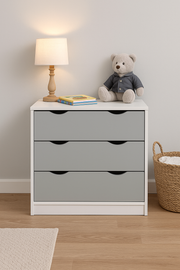 Lavish Kitchen Isle 3-drawer bedroom chest of drawers with wooden finish, ideal for bedside storage and organization.