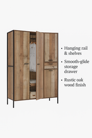 4 Door Wardrobe with Drawer Rustic Storage, Hanging Cupboard with Shelving, Bedroom Furniture