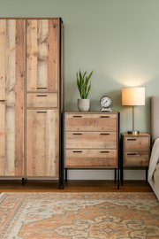 3 Piece Bedroom Furniture Set 4 Door Wardrobe, Chest of Drawers, Bedside Cabinet