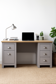 Home Desk Table with Drawers Study Office Computer Laptop Furniture- Grey - Lavish Kitchen Isle