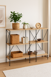 Leyo Cube Tier Shelving Storage Bookcase by Lavish Kitchen Isle with open compartments in a realistic room setting.