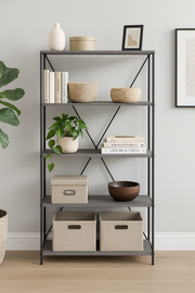 5 Tier Shelving Storage Shelves  Bookcase Unit- Grey