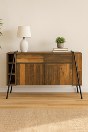 Rustic Lavish Kitchen Isle sideboard cabinet with 2 doors, 2 drawers, and open storage for living or dining rooms