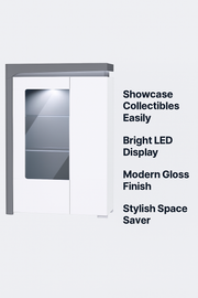 AlpenGlow Grey And White Gloss Low Wide Display Cabinet with LED Lights - Lavish Kitchen Isle