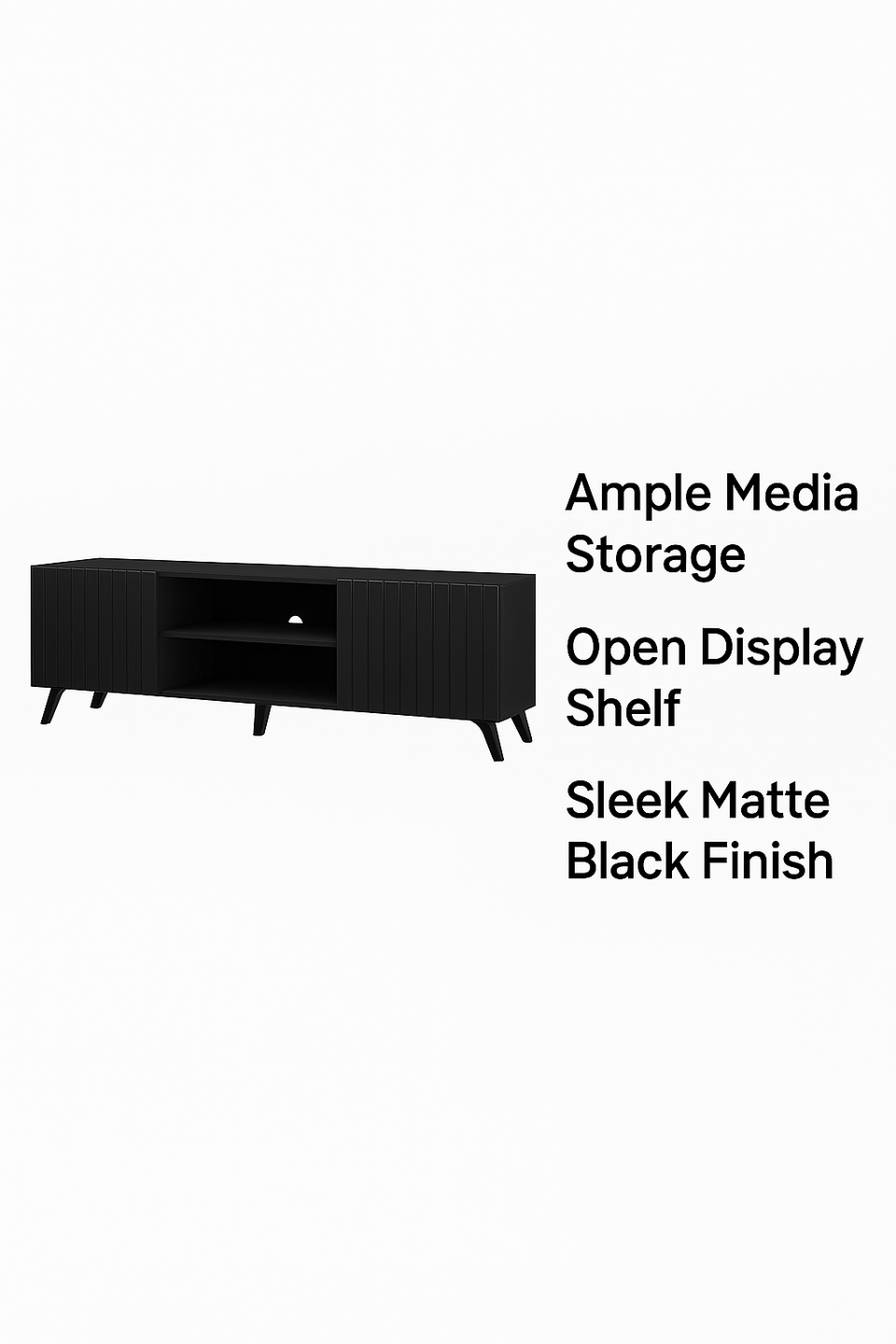 The Matte Black Large TV unit with 2 doors and 1 open shelf