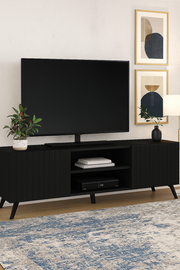 The Matte Black Large TV unit with 2 doors and 1 open shelf - Lavish Kitchen Isle