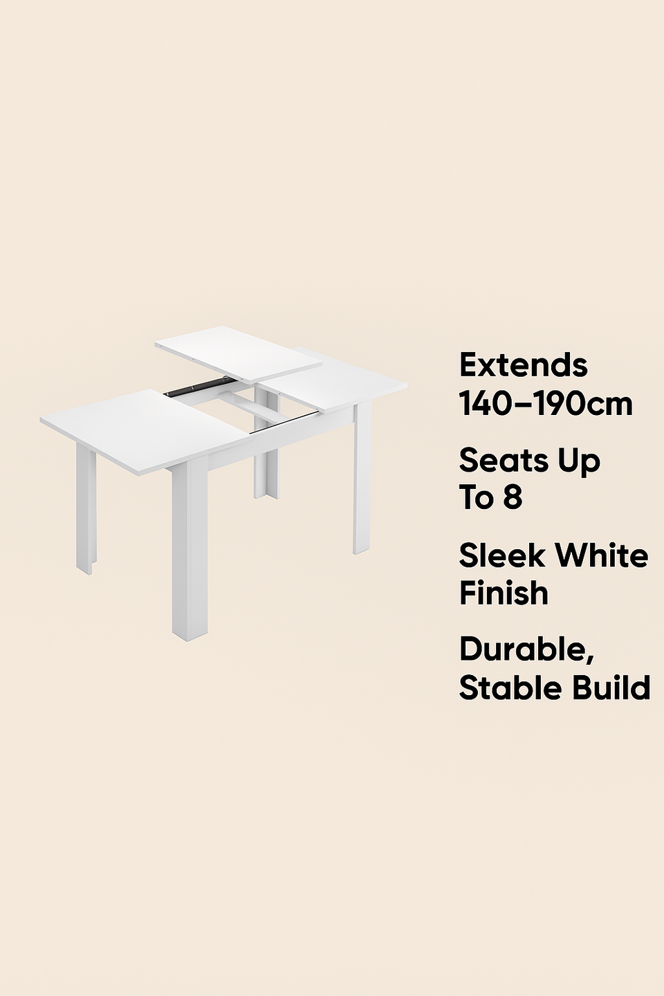 Ridge White Extending Dining Table