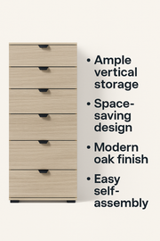 White narrow 5-drawer chest by Lavish Kitchen Isle, modern space-saving bedroom storage with clean design and multiple drawers.