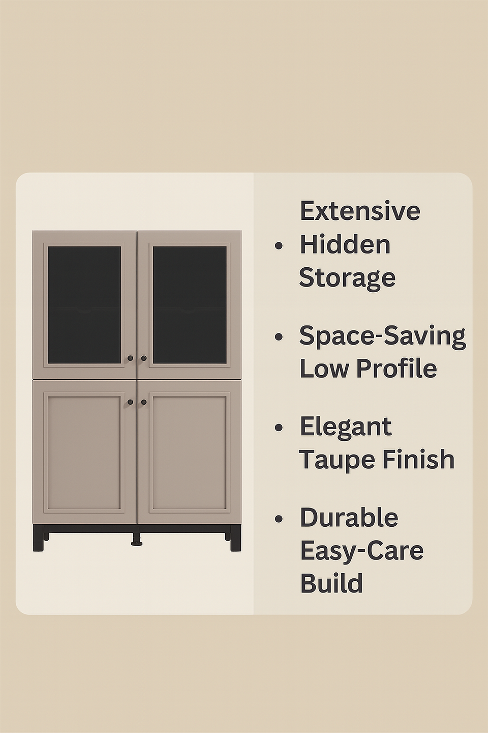Cashmere Taupe Display Cabinet – 4 Doors and 6 Shelves