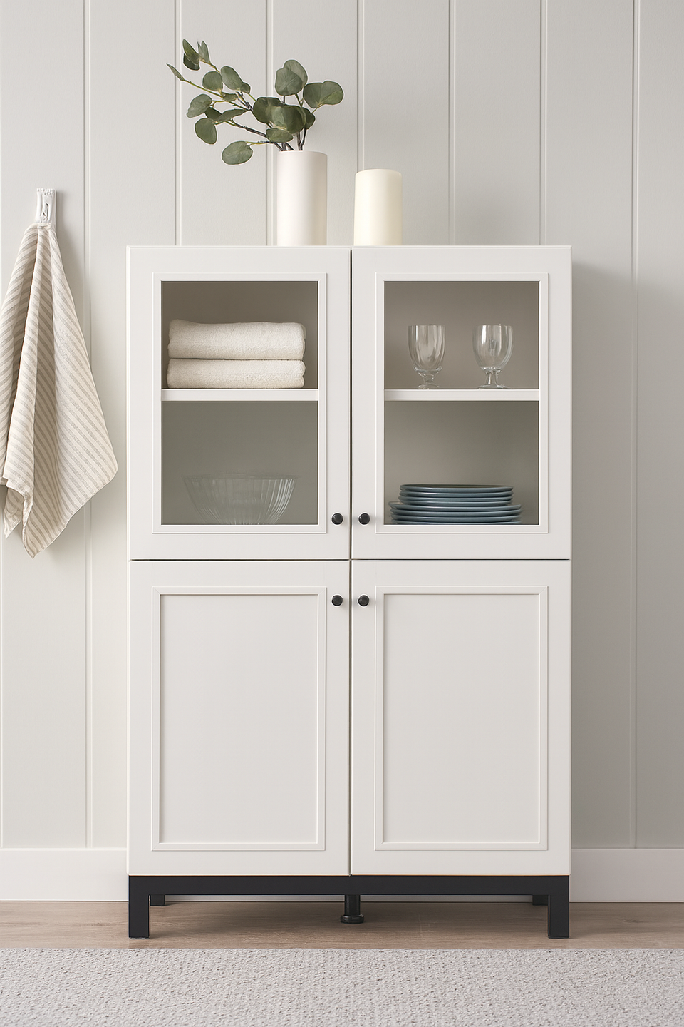 Cashmere Taupe Display Cabinet – 4 Doors and 6 Shelves