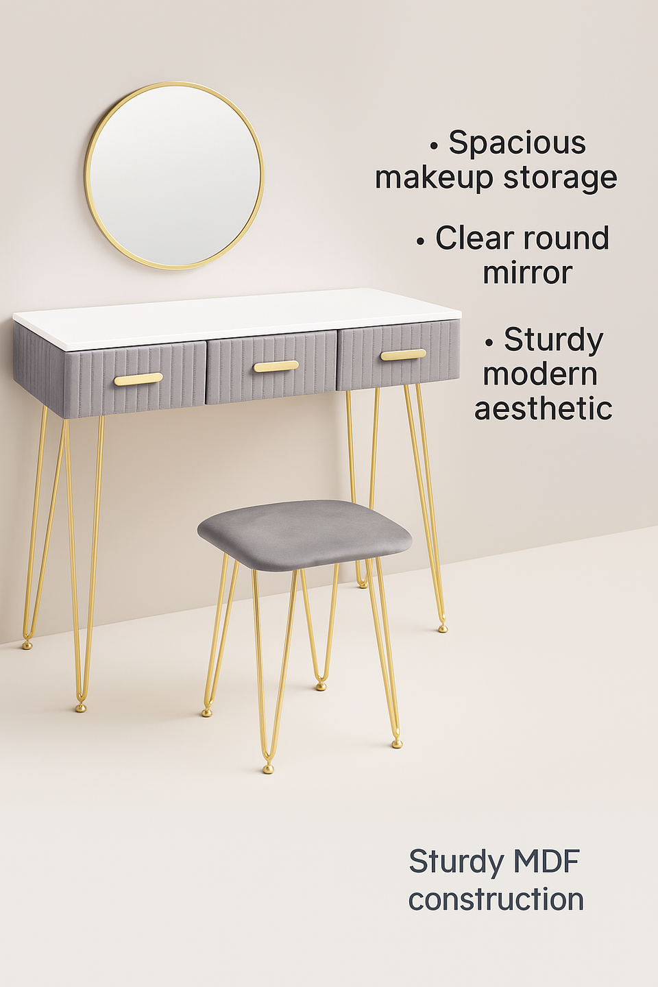 Dressing Table /Makeup Table- Grey