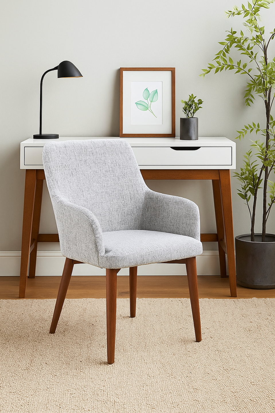 Walnut Light Grey Chair (Pack of two)