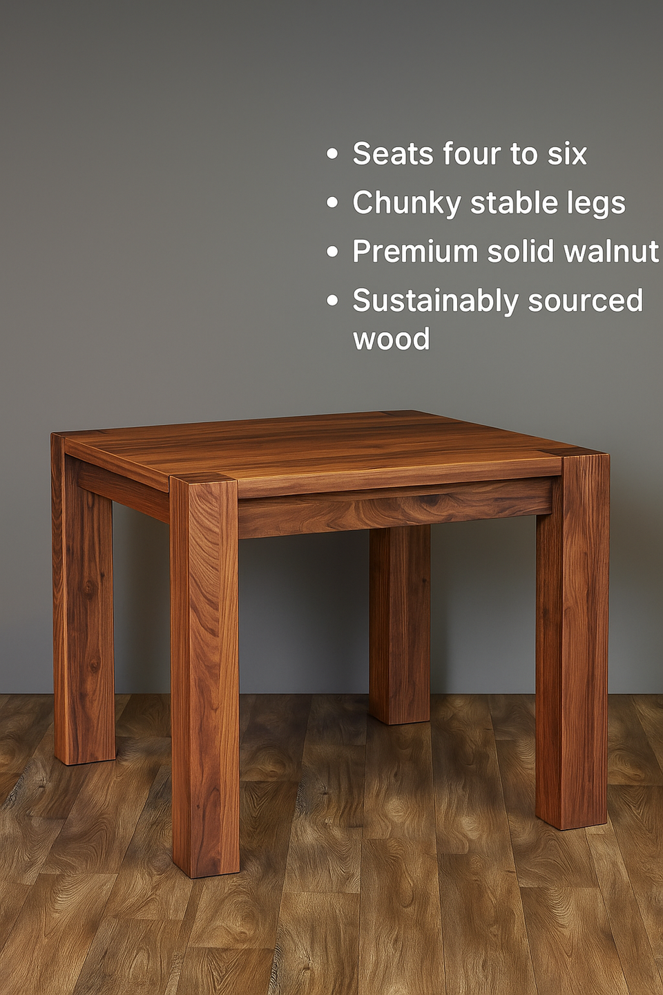 Walnut Dining Table set 150cm (4-6 Seater)