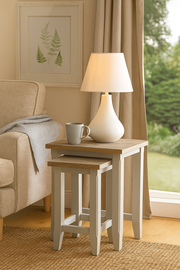 Baumhaus signature nest of two tables in a stylish living room setup, showcasing elegant design and functionality.