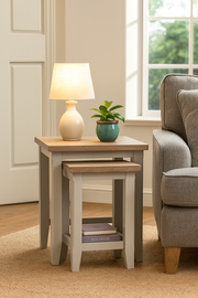 Baumhaus Signature Nest of Two Tables arranged in a stylish living room setting with modern decor.