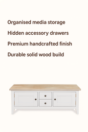 Baumhaus Signature widescreen television stand featuring elegant design and ample storage for media devices.