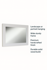 Large grey wall mirror with solid wood frame by Baumhaus, suitable for portrait or landscape display.