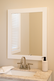 Large grey wall mirror with solid wood frame, suitable for portrait or landscape, from Baumhaus Signature Range.