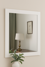 Large grey wall mirror by Baumhaus with a solid wood frame, suitable for portrait or landscape placement.