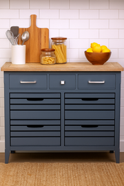 Baumhaus blue sideboard with elegant design, featuring storage compartments and a smooth surface.