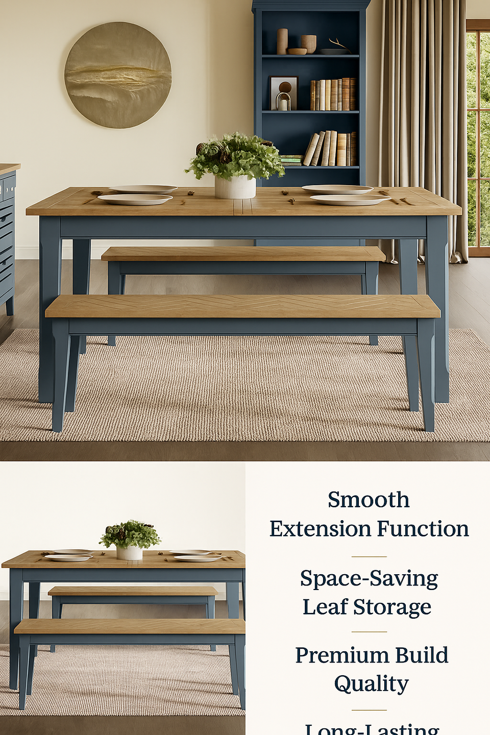 Signature Blue Extending Dining Table