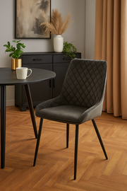 Signature Blue Dining Chair - GUN METAL GREY (Pack of Two) - Lavish Kitchen Isle