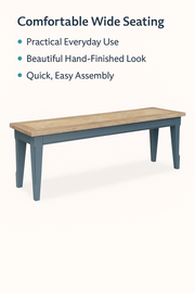 Signature Blue Dining Bench (130) - Lavish Kitchen Isle