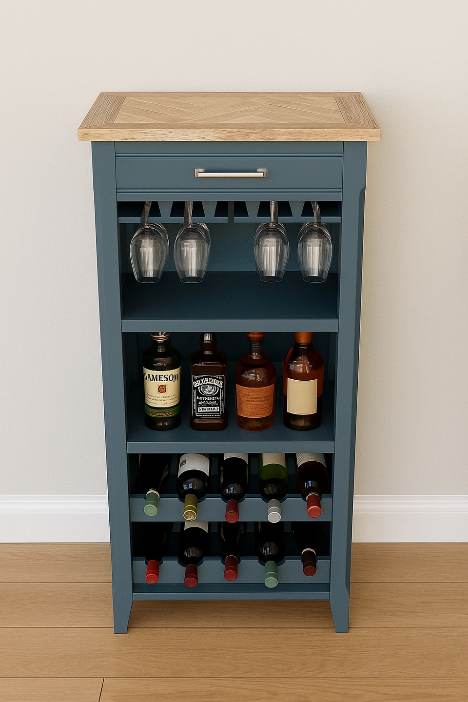 Signature Blue Wine Rack / Glass Storage Cabinet