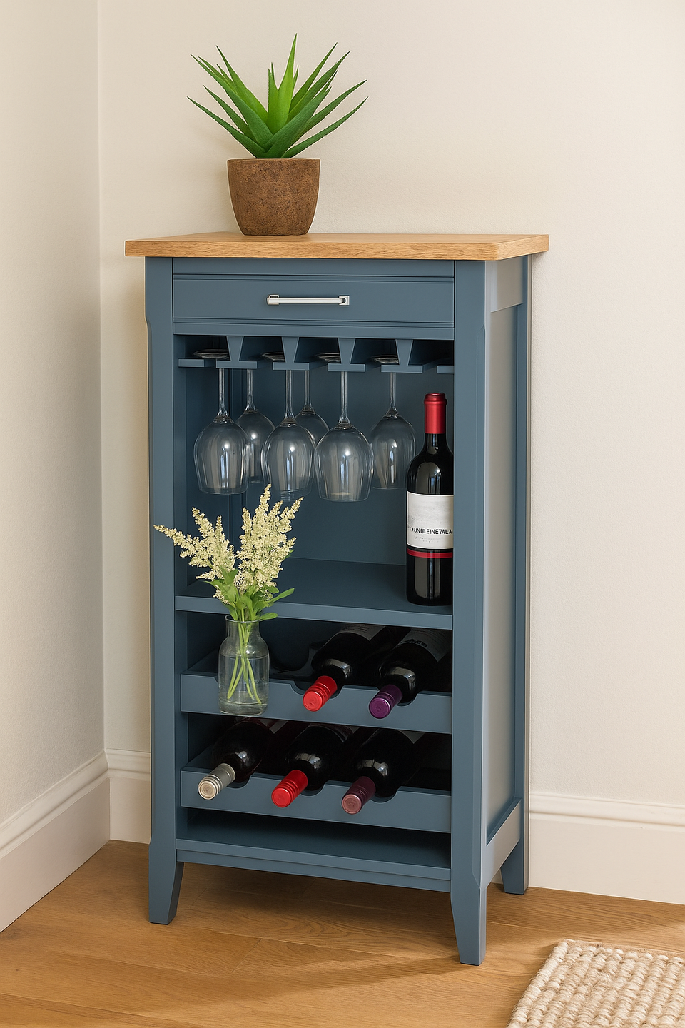 Signature Blue Wine Rack / Glass Storage Cabinet