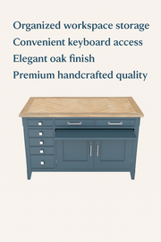 Signature Blue Hidden Home Office Desk - Lavish Kitchen Isle
