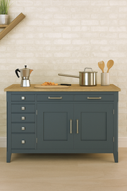 Signature Blue Hidden Home Office Desk - Lavish Kitchen Isle