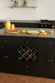 Baumhaus Black Kitchen Island with Grey Granite Worktop - Lavish Kitchen Isle