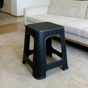 Large plastic rattan stool by Lavish Kitchen Isle, minimalist backless seating for indoor and outdoor use.