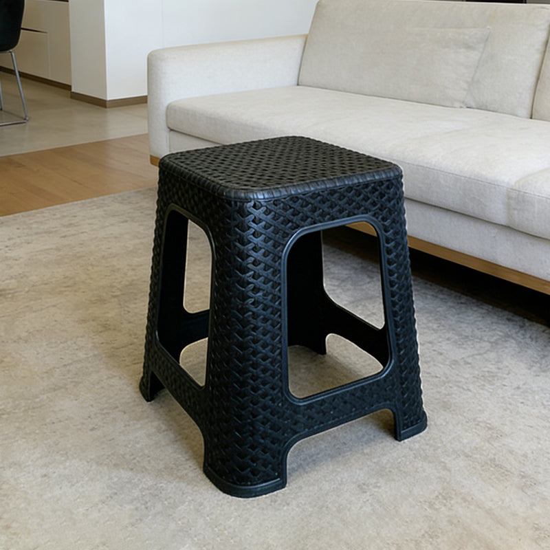 Large plastic rattan stool by Lavish Kitchen Isle, minimalist backless seating for indoor and outdoor use.