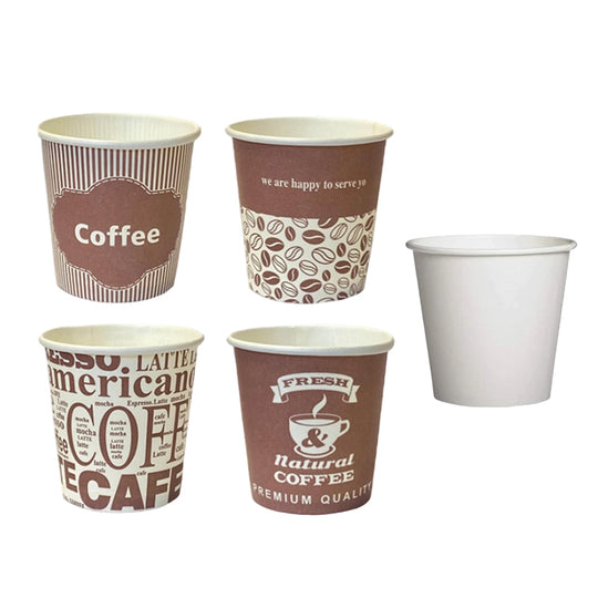 50 Pack Paper Cups 8oz and 4oz Assorted Colours for Coffee Juice and Events
