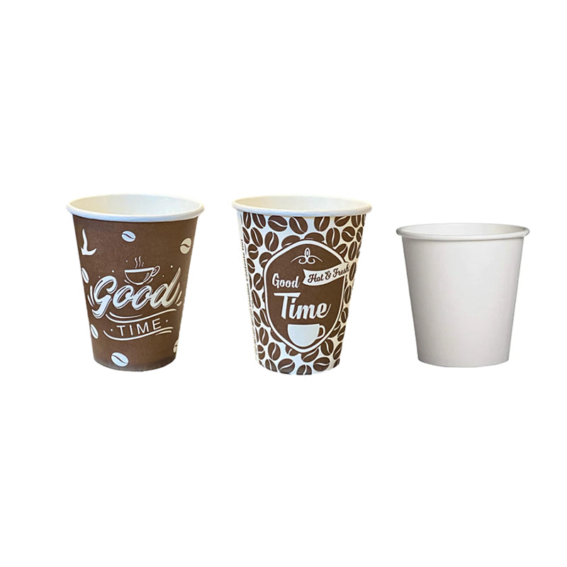 Set of 50 colorful paper cups in 8oz and 4oz sizes by Lavish Kitchen Isle, ideal for coffee, juice, and events.
