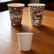 Set of 50 Lavish Kitchen Isle paper cups in 8oz and 4oz assorted colors for coffee, juice, and events.