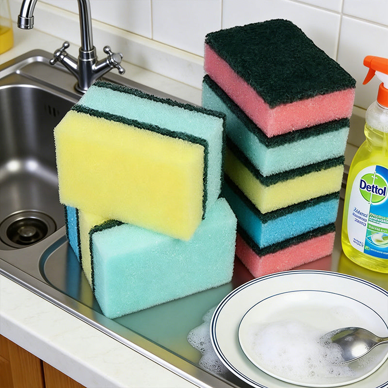 Multi Colour Kitchen Sponges Double Sided Cleaning Pads 20 Pieces Set