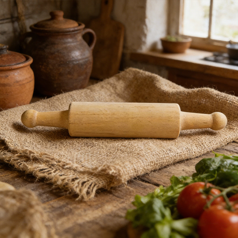 Durable Wooden Rolling Pin with Comfortable Handle for Home Baking and Dough Rolling