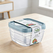 Set of three square plastic food storage containers in vibrant colors from Lavish Kitchen Isle, ideal for kitchen organization.