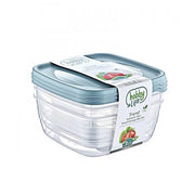 Set of three square plastic food storage containers by Lavish Kitchen Isle in various colors, ideal for kitchen organization.