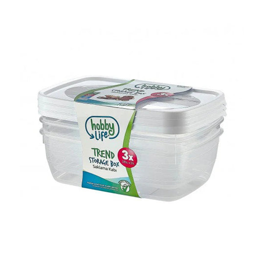 Rectangular Food Storage Containers Set of 3 with Secure Lids