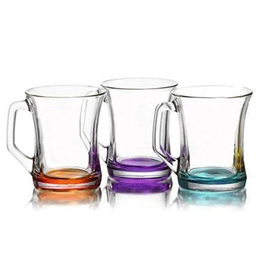 3PCS Zen Coral 225cc Glass Tea Cups – Durable Clear Glass Mugs