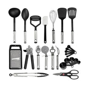 Lavish Kitchen Isle 17-piece all-in-one kitchen utensil set with durable plastic cooking tools displayed together.