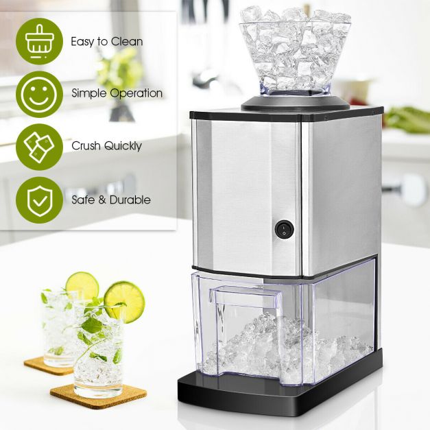 Stainless Electric Ice Crusher with Ice Tray & Scoop