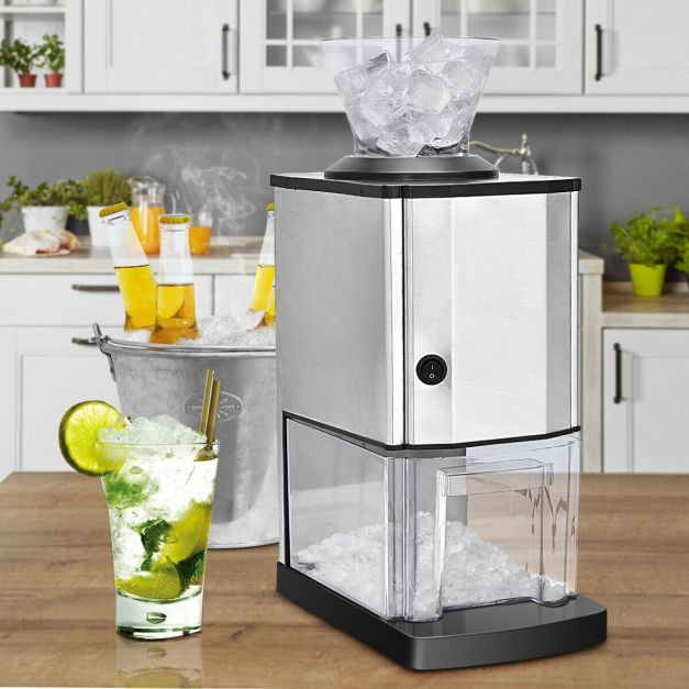 Stainless Electric Ice Crusher with Ice Tray & Scoop
