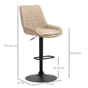 Set of 2 green faux leather bar stools with adjustable height and swivel feature, ideal for kitchen or bar area.