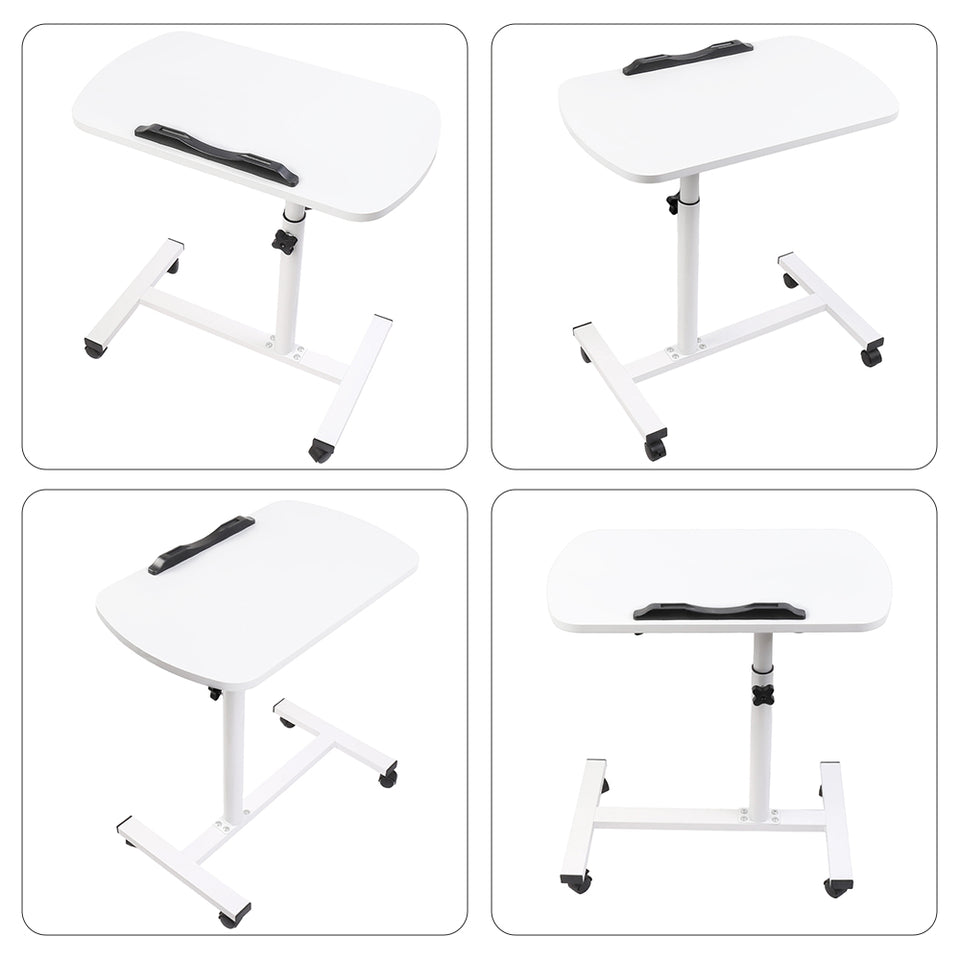 Adjustable Overbed Table Tray with Wheels – White – Home & Medical Use