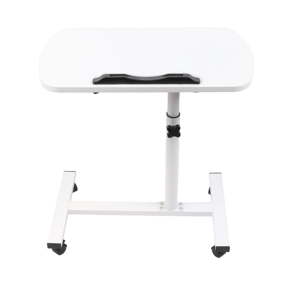 Adjustable Overbed Table Tray with Wheels – White – Home & Medical Use